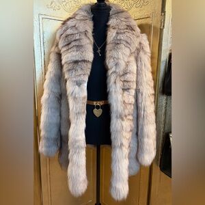 RARE Vintage Fox Fur Coat with Distinctive Striping and Coloration